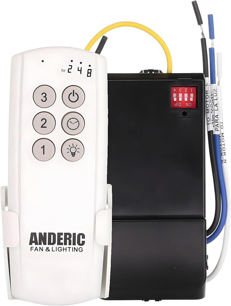 Anderic Ceiling Fan Remote Control Kit Universal for 3-Speed Fans with Fan Timer and Light Control 3-Speeds, Compact Receiver 63T-AC83T-KIT - Image 1